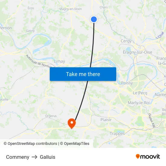 Commeny to Galluis map