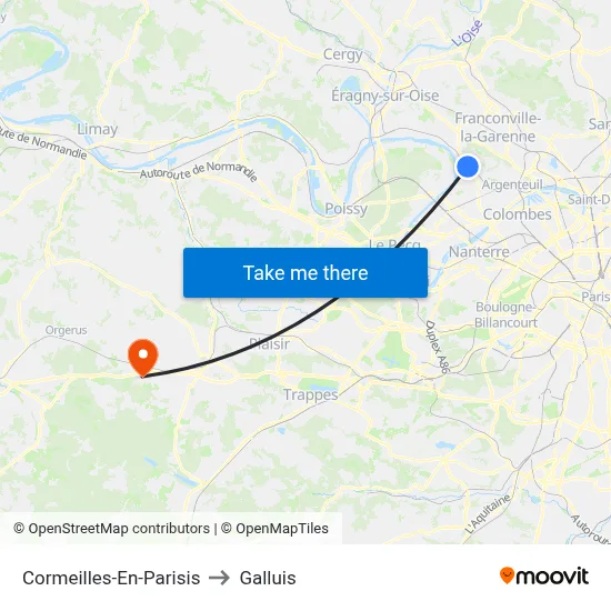Cormeilles-En-Parisis to Galluis map