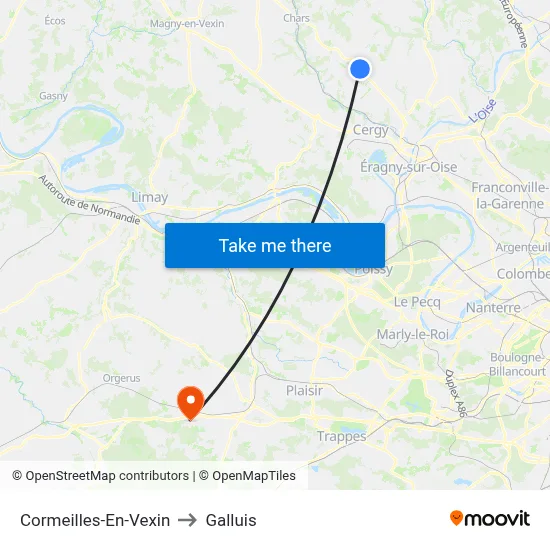 Cormeilles-En-Vexin to Galluis map