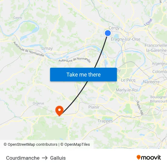 Courdimanche to Galluis map