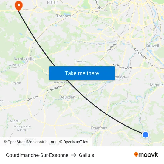 Courdimanche-Sur-Essonne to Galluis map