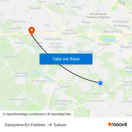 Dampierre-En-Yvelines to Galluis map