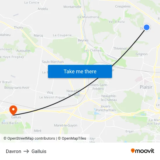Davron to Galluis map