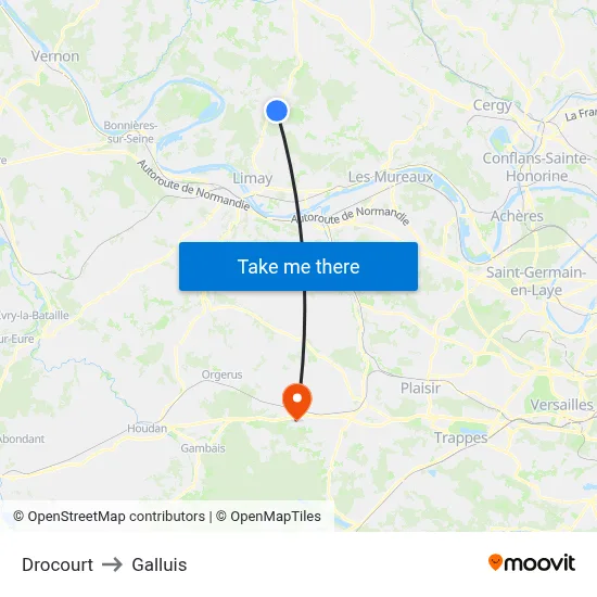 Drocourt to Galluis map