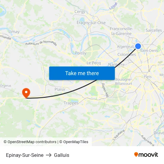 Epinay-Sur-Seine to Galluis map