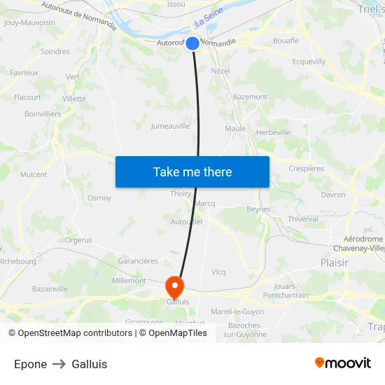 Epone to Galluis map