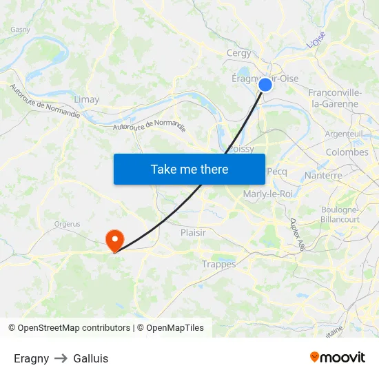 Eragny to Galluis map
