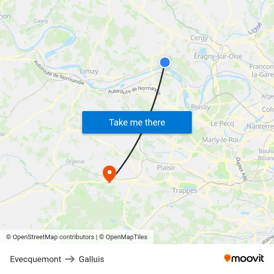 Evecquemont to Galluis map