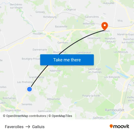 Faverolles to Galluis map