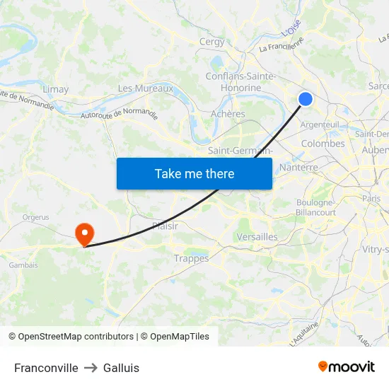 Franconville to Galluis map