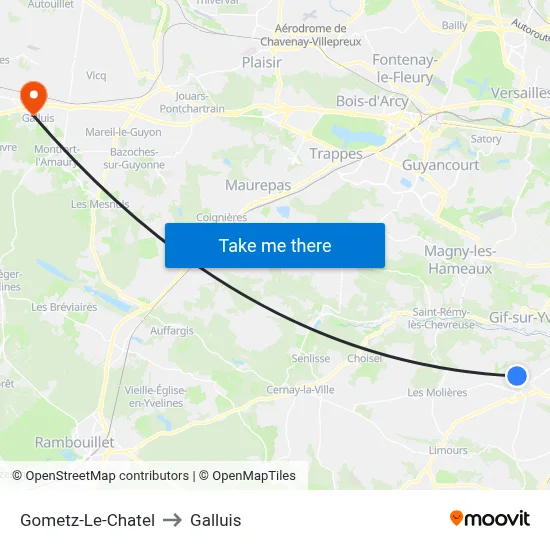 Gometz-Le-Chatel to Galluis map