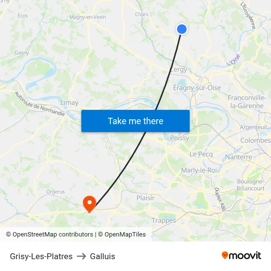 Grisy-Les-Platres to Galluis map