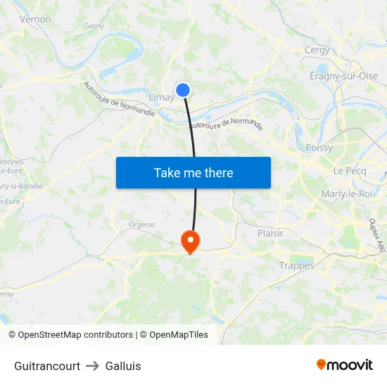 Guitrancourt to Galluis map