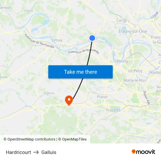 Hardricourt to Galluis map