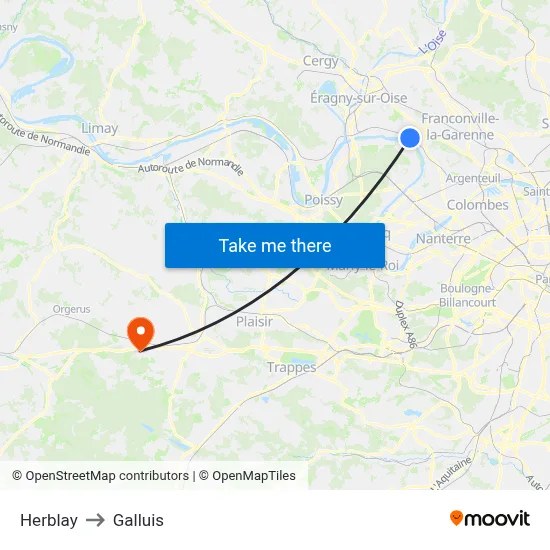 Herblay to Galluis map
