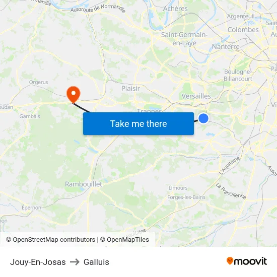 Jouy-En-Josas to Galluis map