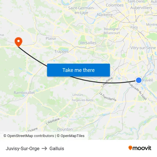 Juvisy-Sur-Orge to Galluis map