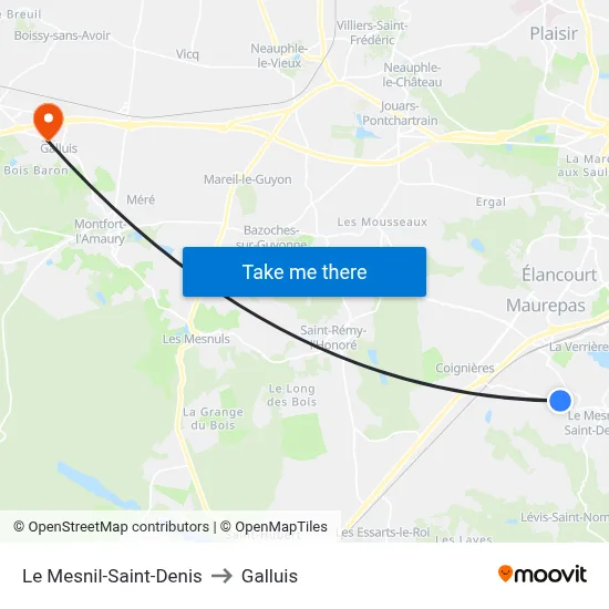 Le Mesnil-Saint-Denis to Galluis map