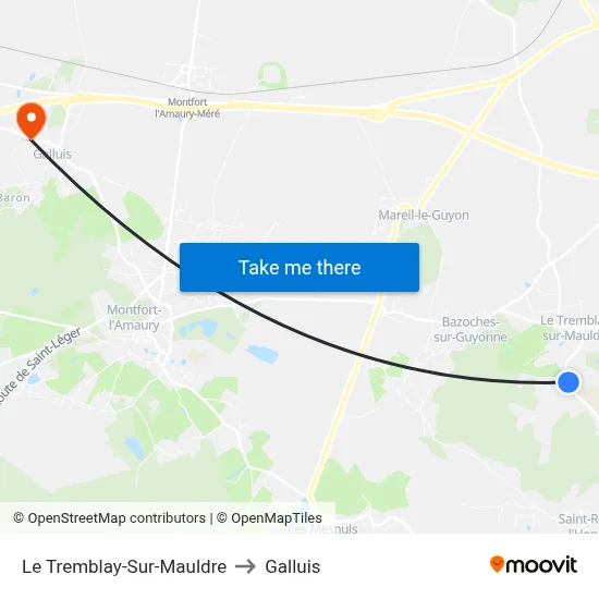 Le Tremblay-Sur-Mauldre to Galluis map