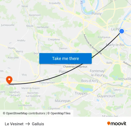 Le Vesinet to Galluis map