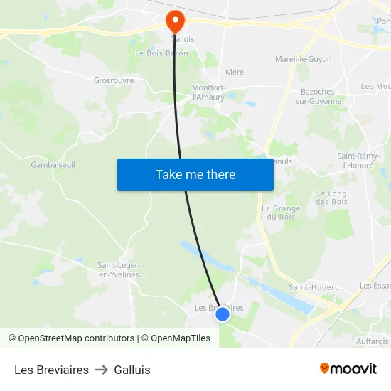 Les Breviaires to Galluis map