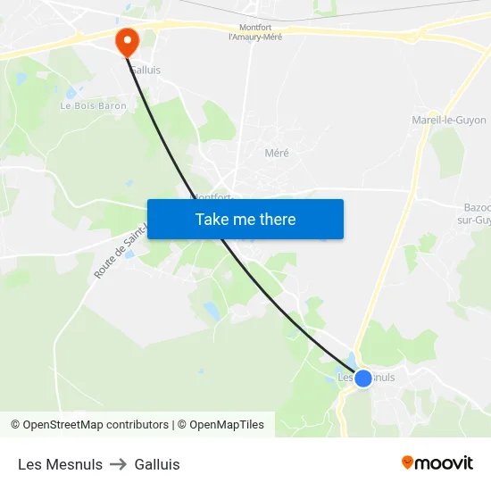 Les Mesnuls to Galluis map
