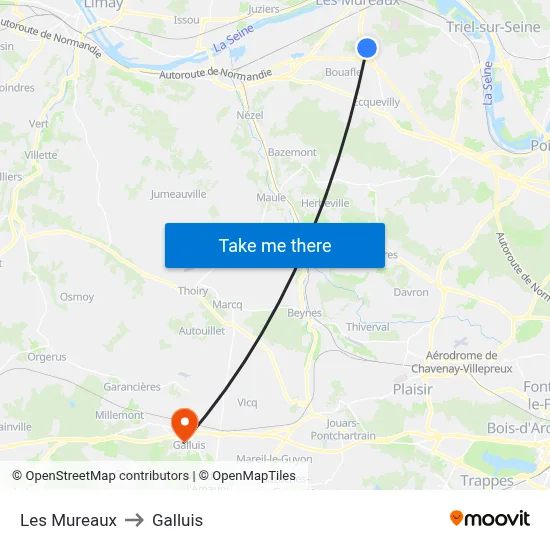 Les Mureaux to Galluis map
