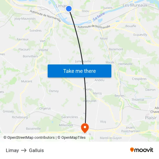 Limay to Galluis map