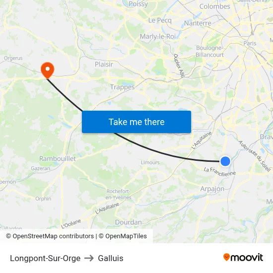 Longpont-Sur-Orge to Galluis map