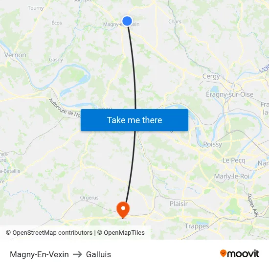Magny-En-Vexin to Galluis map