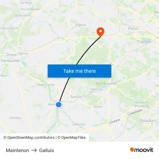 Maintenon to Galluis map