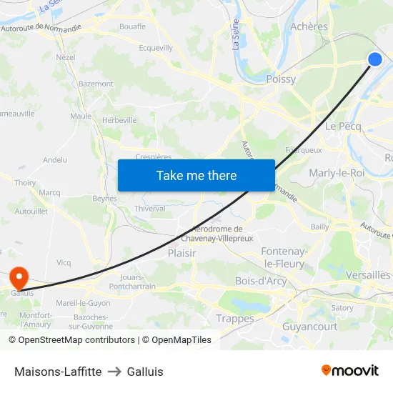 Maisons-Laffitte to Galluis map