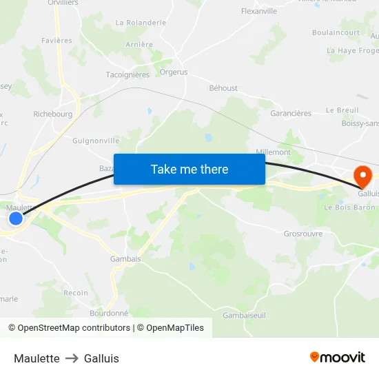 Maulette to Galluis map