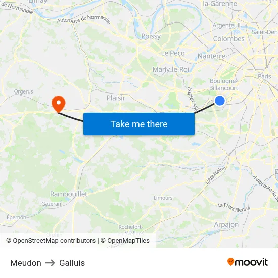Meudon to Galluis map