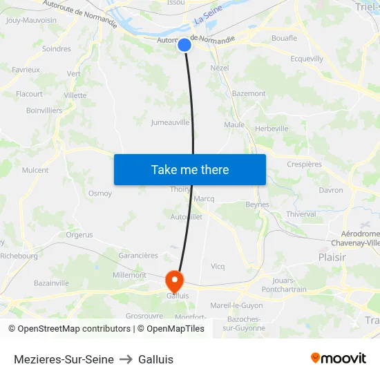 Mezieres-Sur-Seine to Galluis map