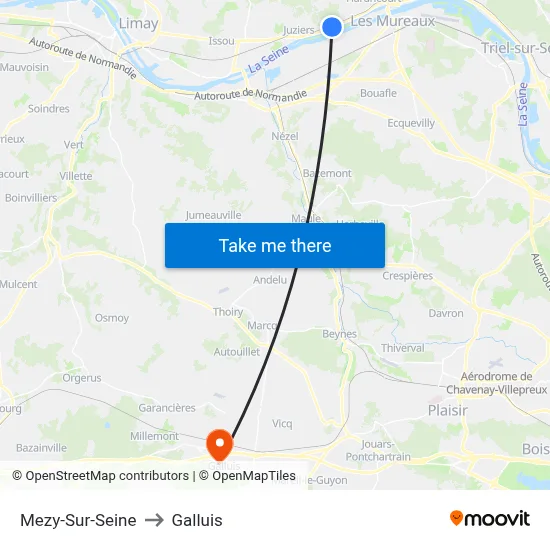 Mezy-Sur-Seine to Galluis map