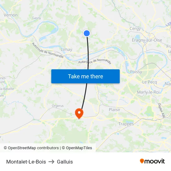 Montalet-Le-Bois to Galluis map