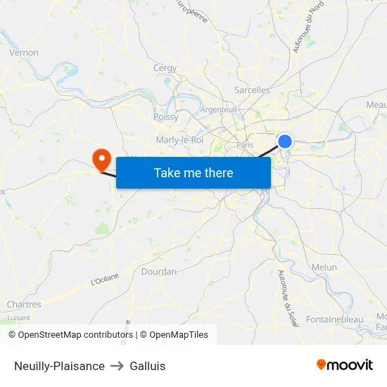 Neuilly-Plaisance to Galluis map