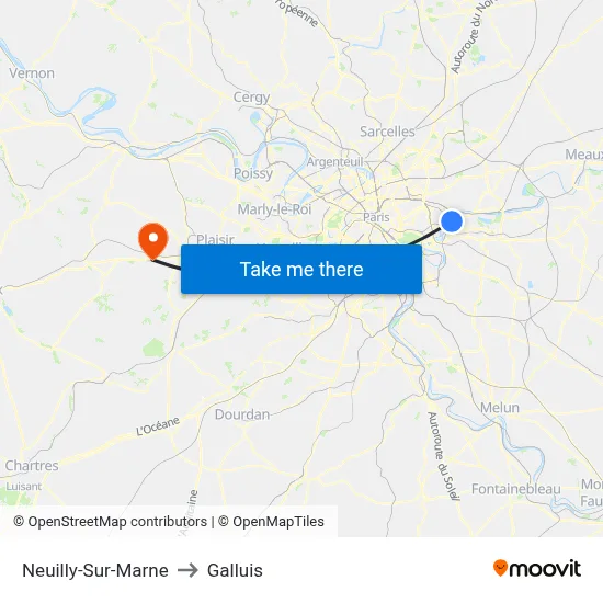 Neuilly-Sur-Marne to Galluis map