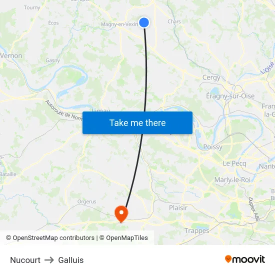 Nucourt to Galluis map