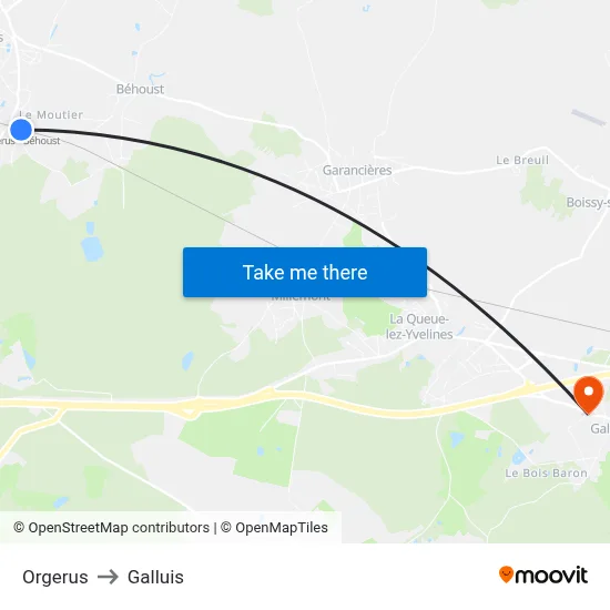 Orgerus to Galluis map