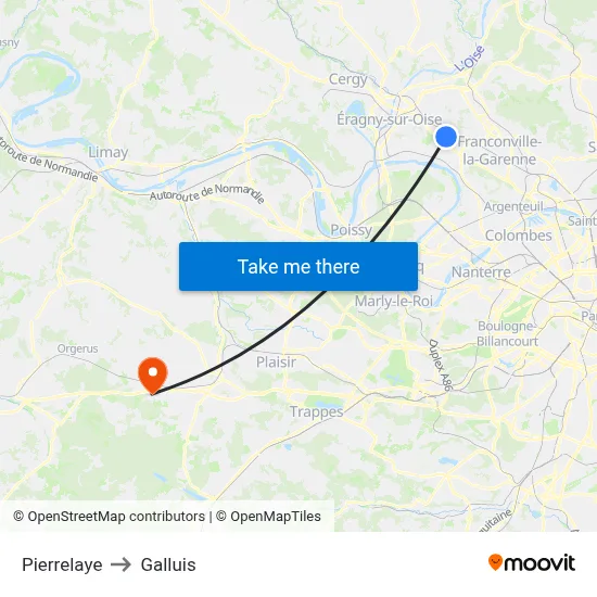 Pierrelaye to Galluis map