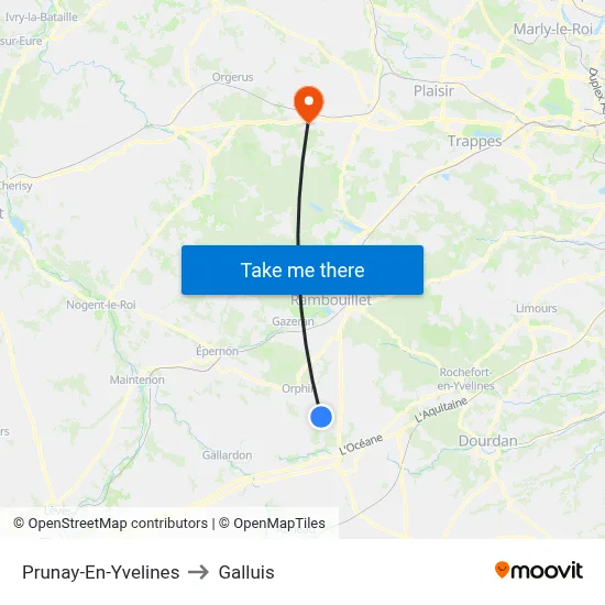 Prunay-En-Yvelines to Galluis map