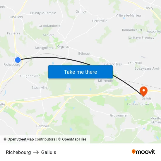 Richebourg to Galluis map