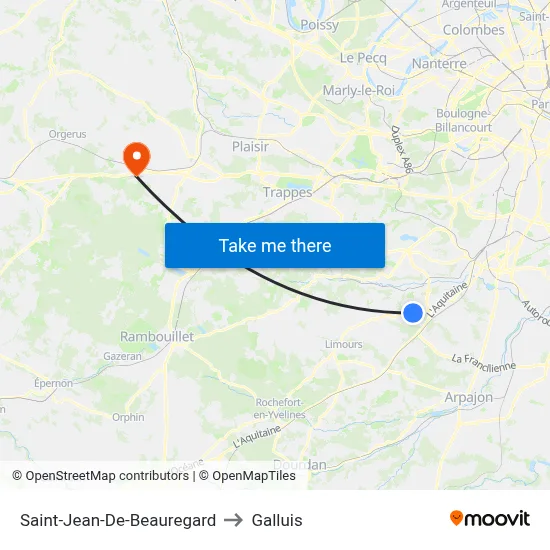 Saint-Jean-De-Beauregard to Galluis map