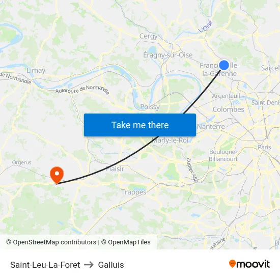 Saint-Leu-La-Foret to Galluis map