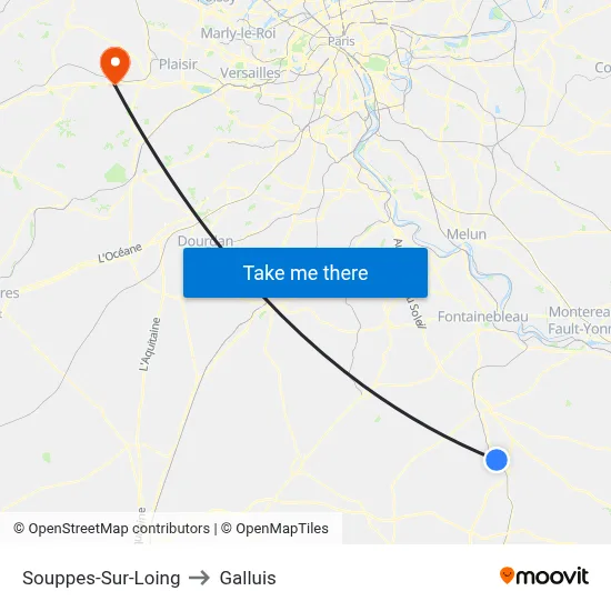 Souppes-Sur-Loing to Galluis map