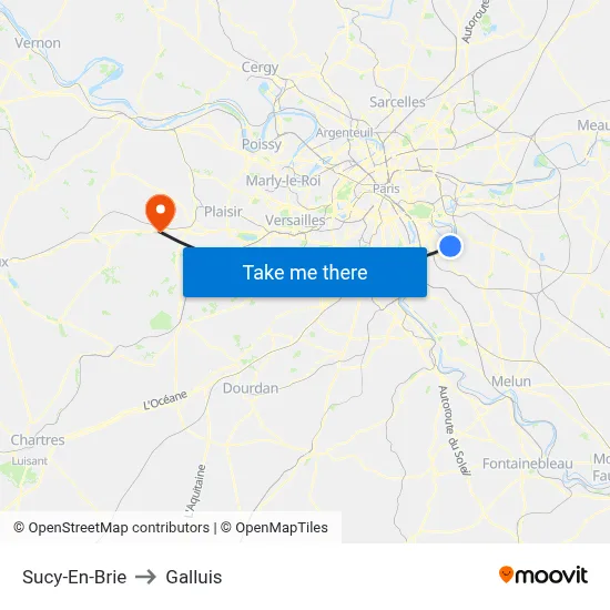 Sucy-En-Brie to Galluis map