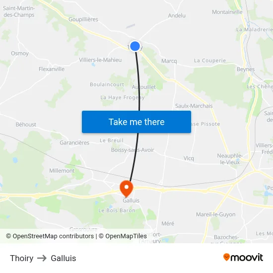 Thoiry to Galluis map