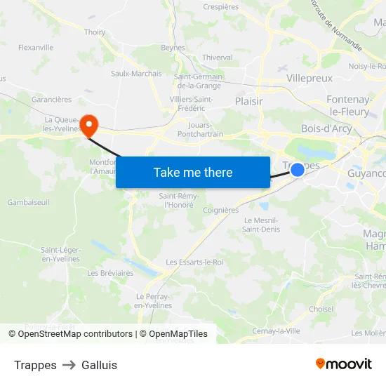 Trappes to Galluis map